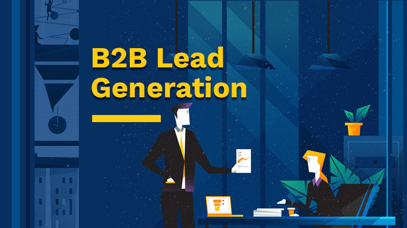 Visual representation of key B2B marketing and lead generation trends for 2025, including ABM, AI, and data-driven strategies